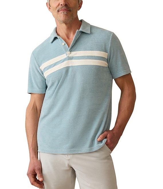 Faherty Surf Stripe Terry Cloth Short Sleeve Polo Shirt Product Image