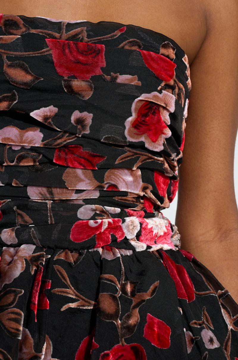 TIMELESS BEAUTY VELVET BURNOUT MINI DRESS Product Image