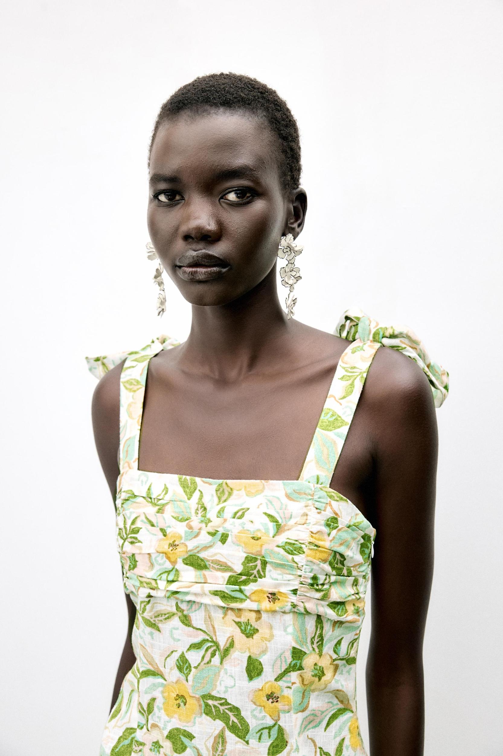 PRINTED LINEN SHORT DRESS Product Image