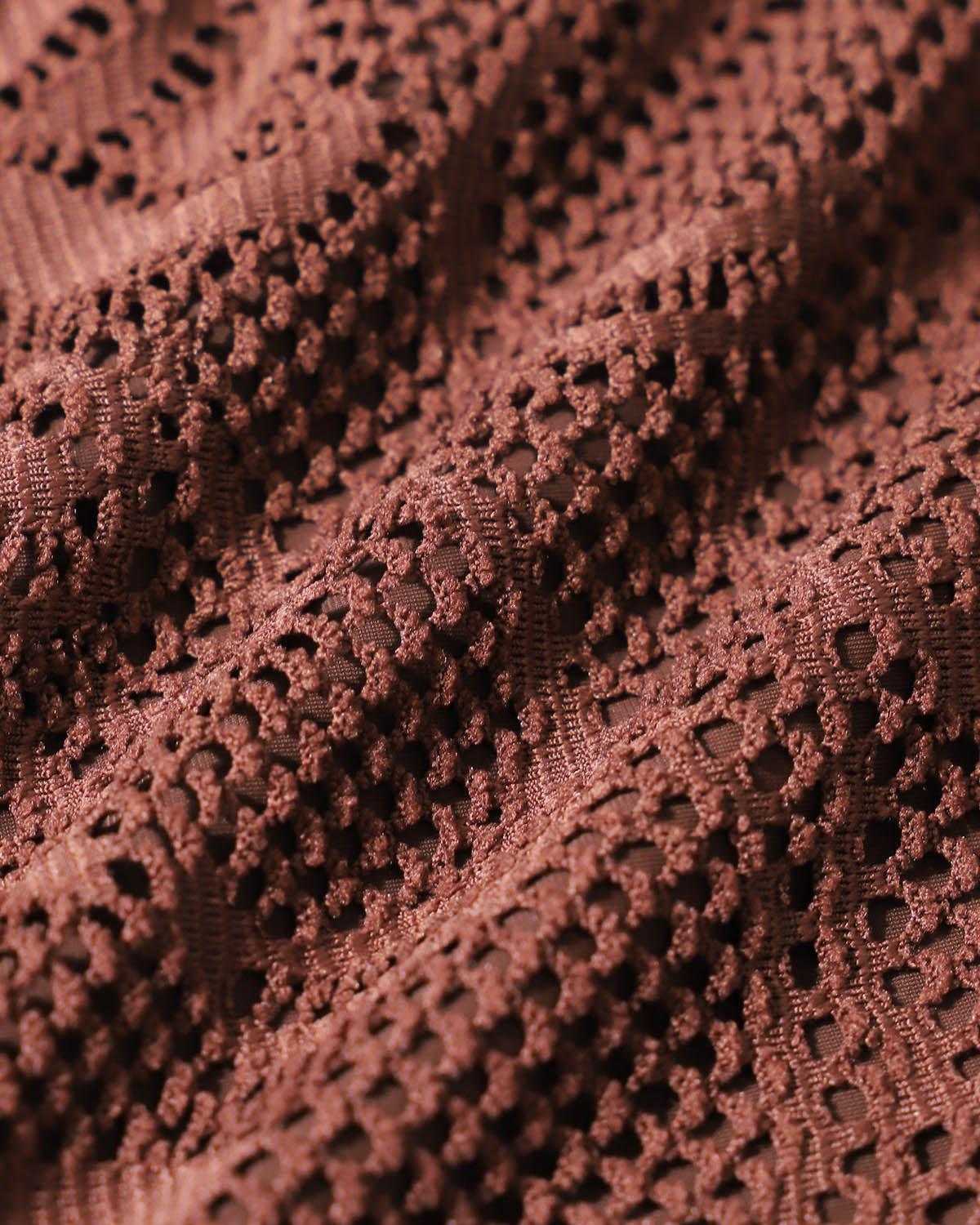 Brown Mesh Slit Tankini Swimsuit Product Image