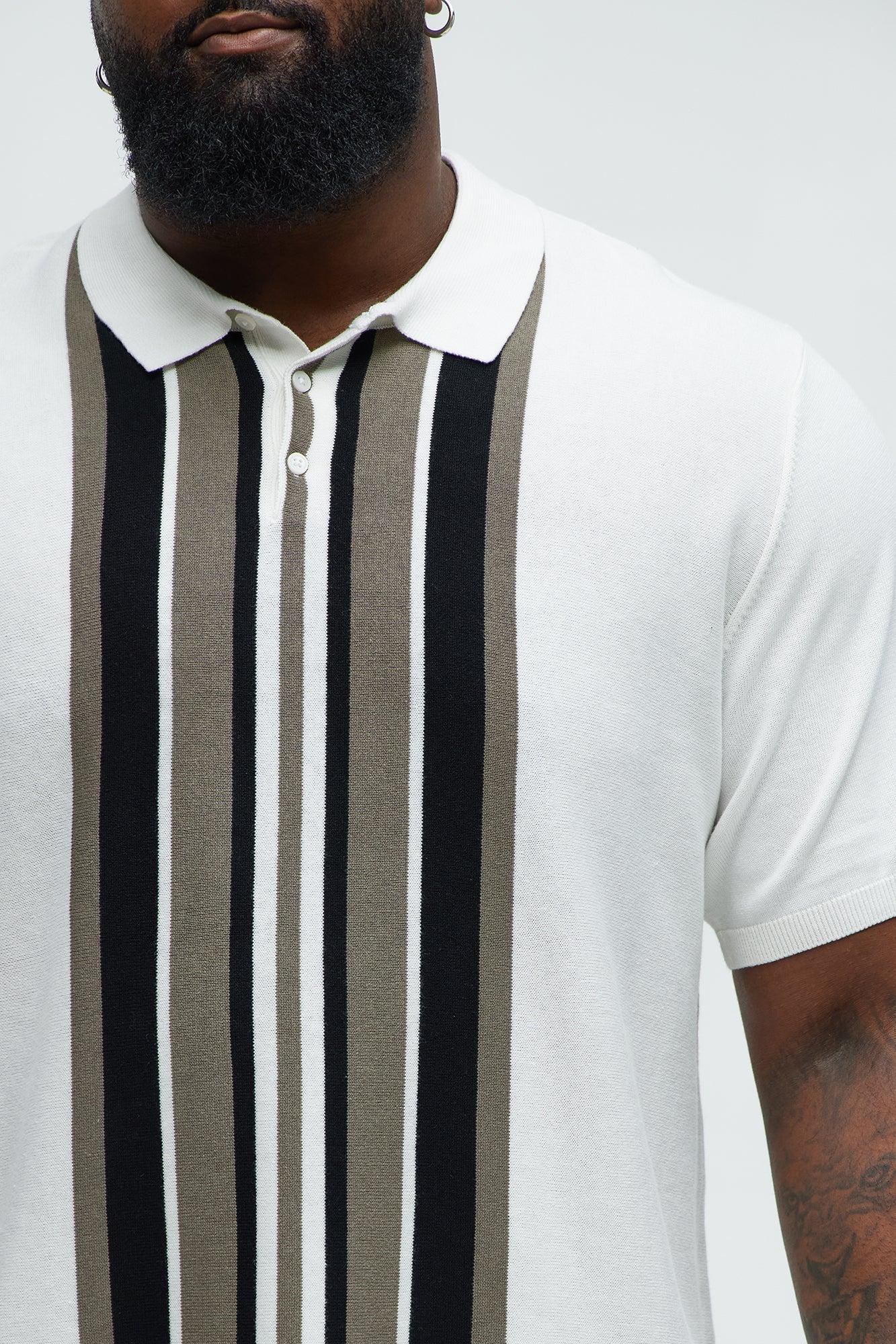 Harris Knitted Stripe Polo Shirt - White/combo Product Image