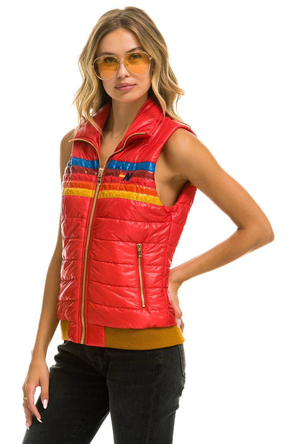 WOMEN'S 5 STRIPE VEST - GLOSSY CHERRY Female Product Image