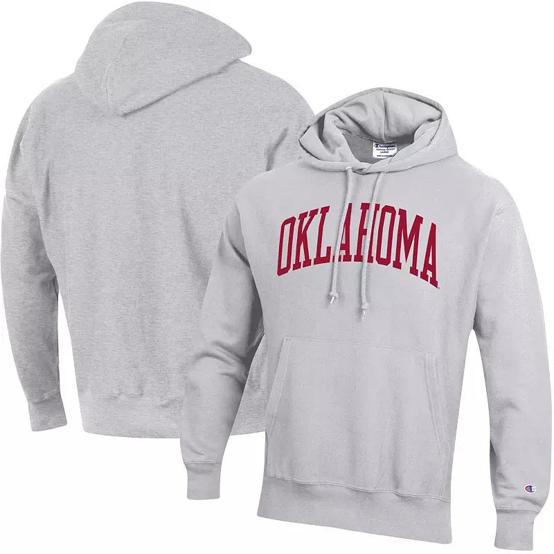 Men's Champion Heathered Gray Oklahoma Sooners Team Arch Reverse Weave Pullover Hoodie,  Product Image