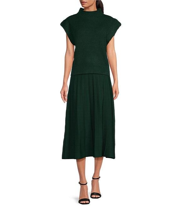 En Saison Karalie Knit Mock Neck Sleeveless Sweater Vest Top Product Image