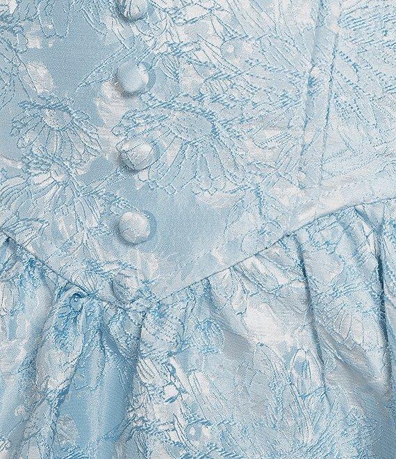 Midnight Doll Sleeveless Brocade Button Front Detail Mini Dress Product Image