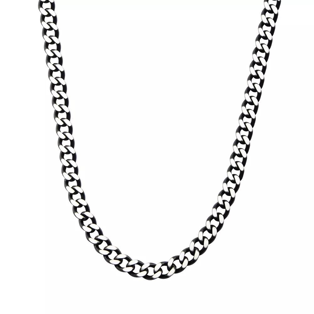 Men's Black Stainless Steel Diamond-Cut Chain Necklace, Size: 22", Two Tone Product Image