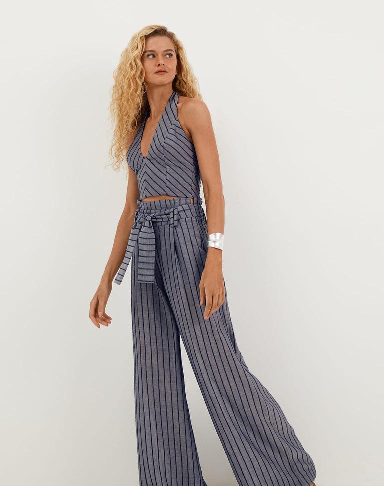 Lysa Palazzo Pants - Sailboat Pinstripe Product Image