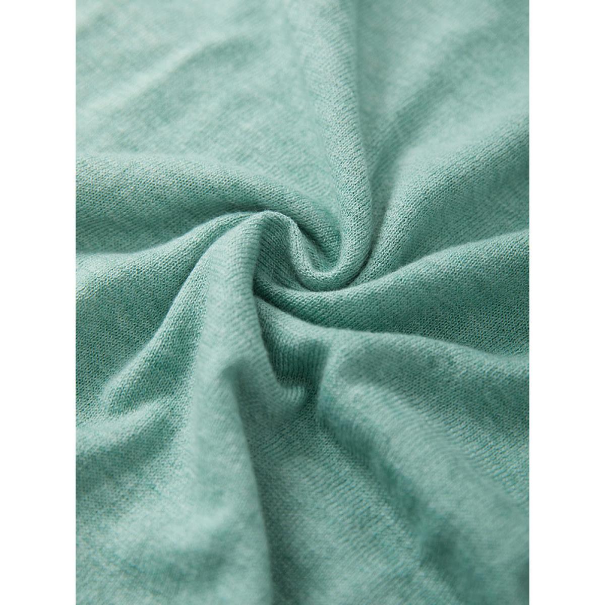 Plus Size Supersoft Essentials Plain Crossover Ties Elastic Cuffs Pullover Mint Women Casual Loose Long Sleeve V-neck Dailywear Pullovers BloomChic 28/5X Product Image