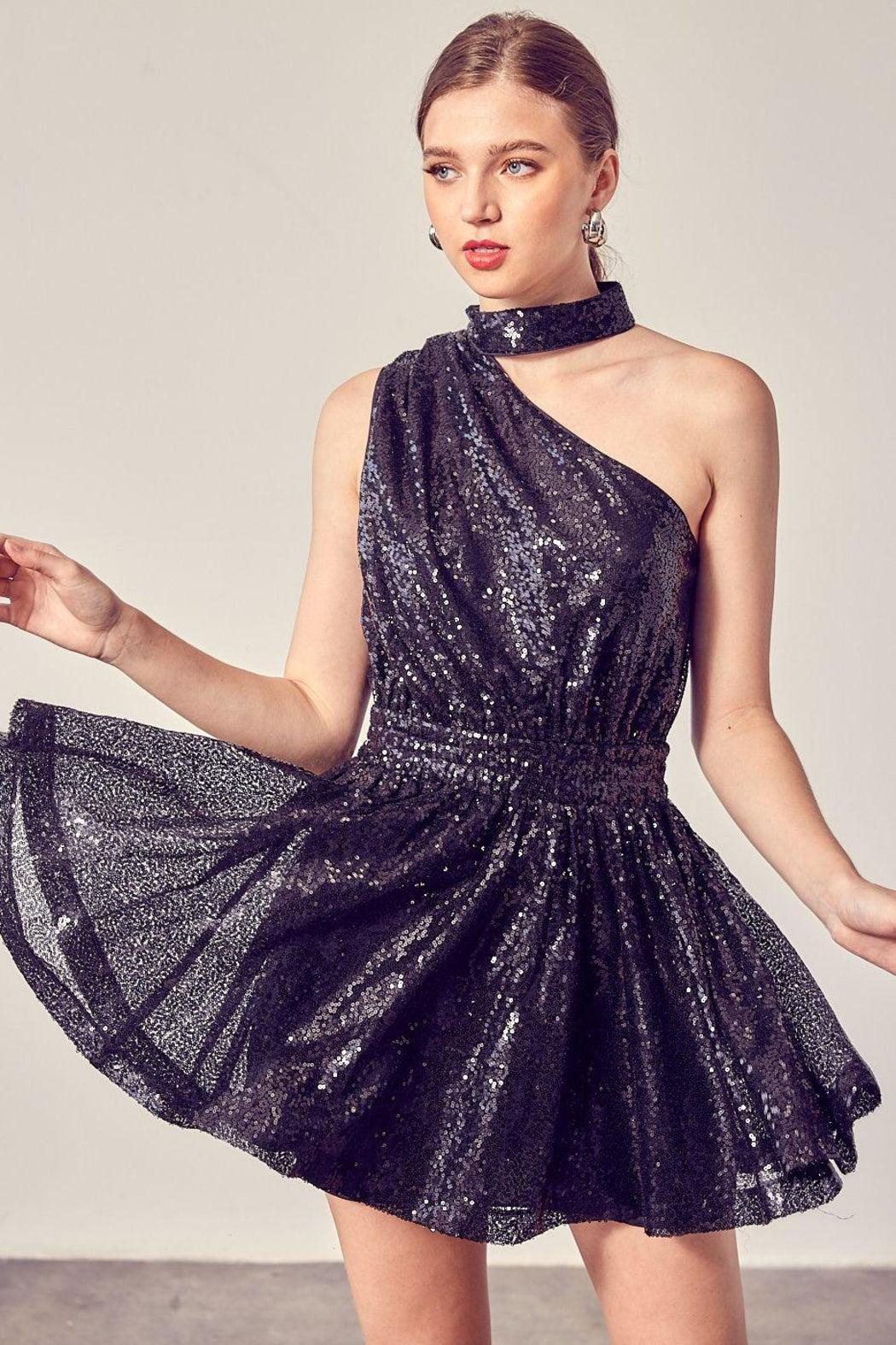 One Shoulder Sequin Dress Product Image