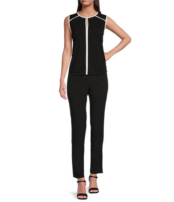 KARL LAGERFELD PARIS Sleeveless Keyhole Scoop Neck Contrasting Trim Cami Product Image