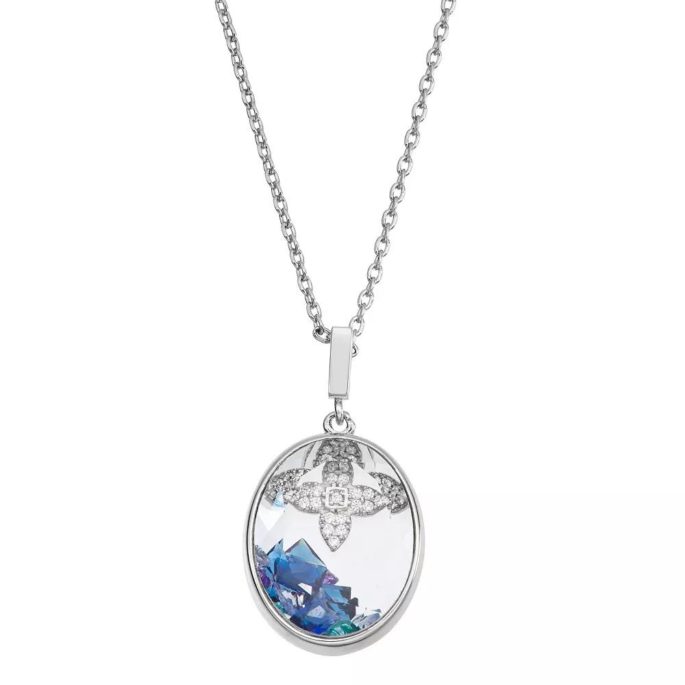 La Lumina Silver-Plated Cubic Zirconia Accent Star Shaker Pendant Necklace, Women's, Size: 18", Silver Tone Blue Product Image