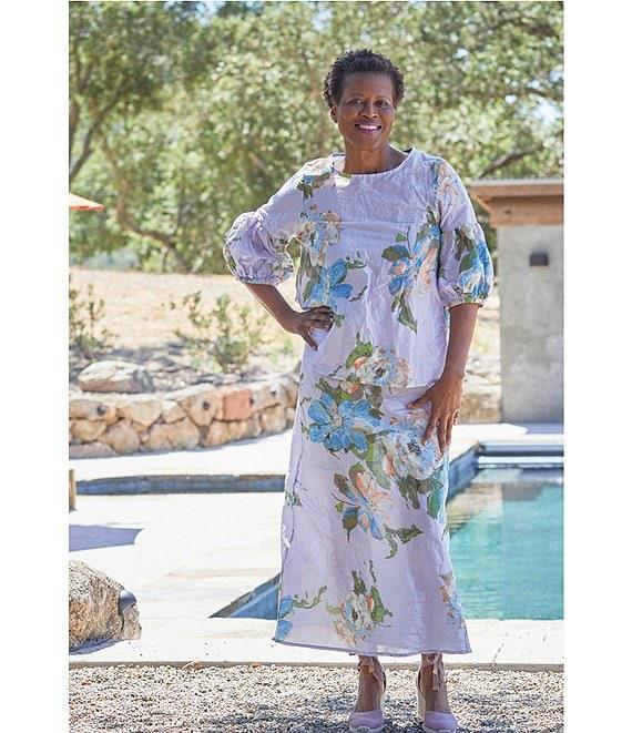 Bryn Walker Memory Crunch Taffeta Bias Printed A-Line Pull-On Coordinating Skirt Product Image