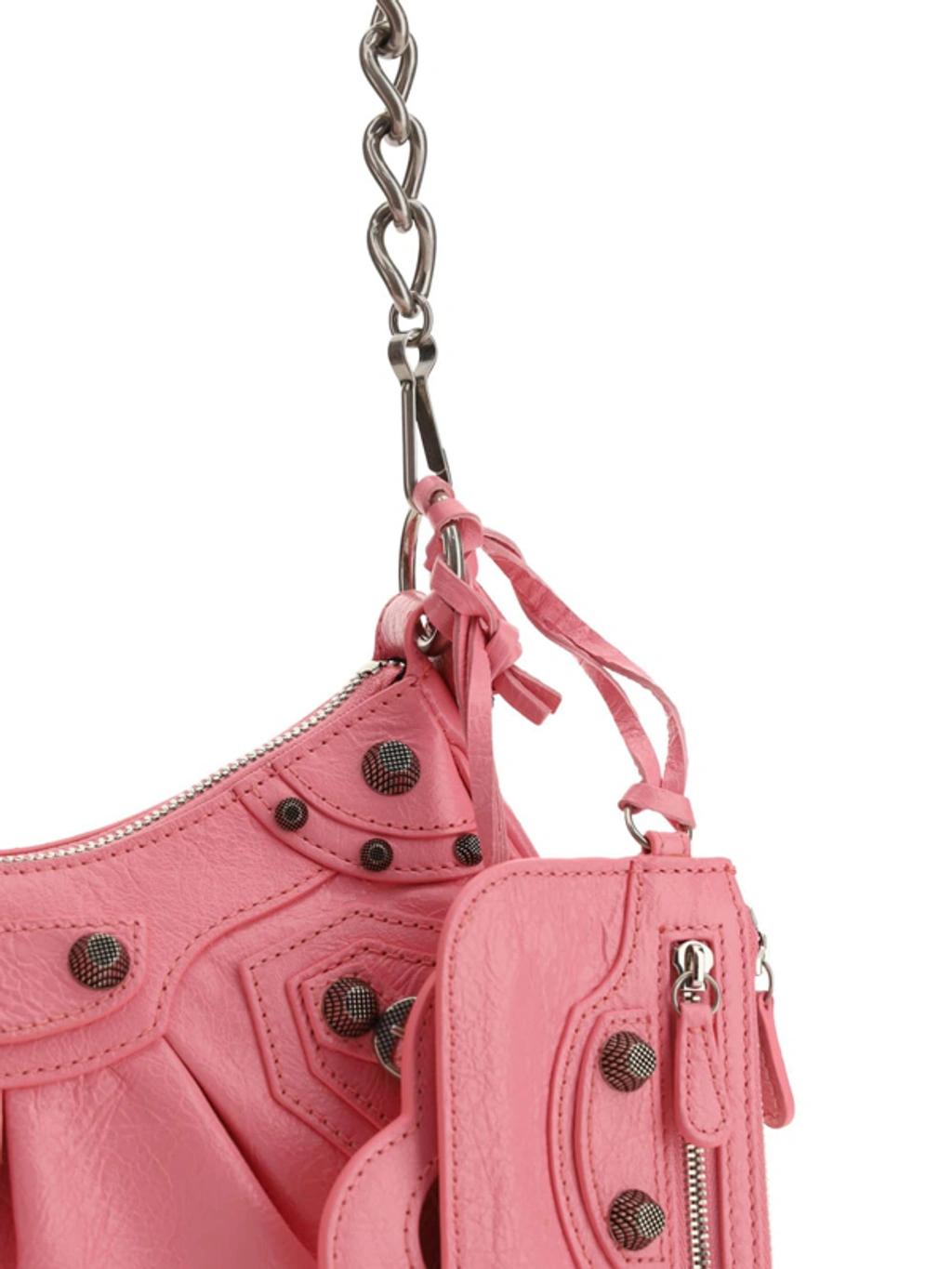 BALENCIAGA Women Pink Nappa Leather Le Cagole Xs Crossbody Bag Product Image
