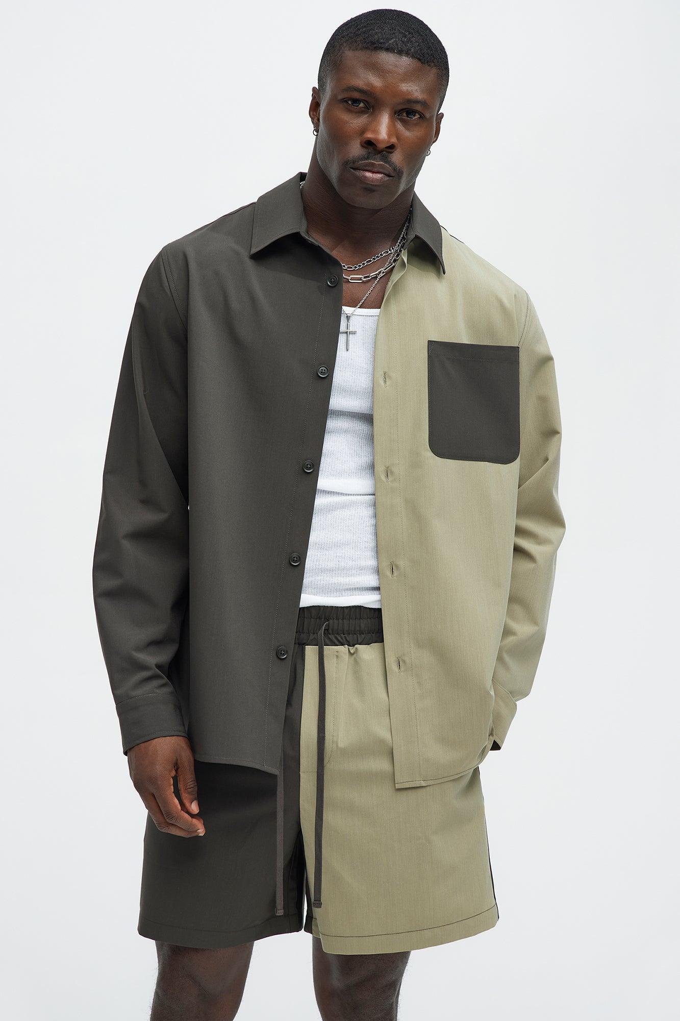 Colorblock Long Sleeve Shirt - Olive/combo Product Image