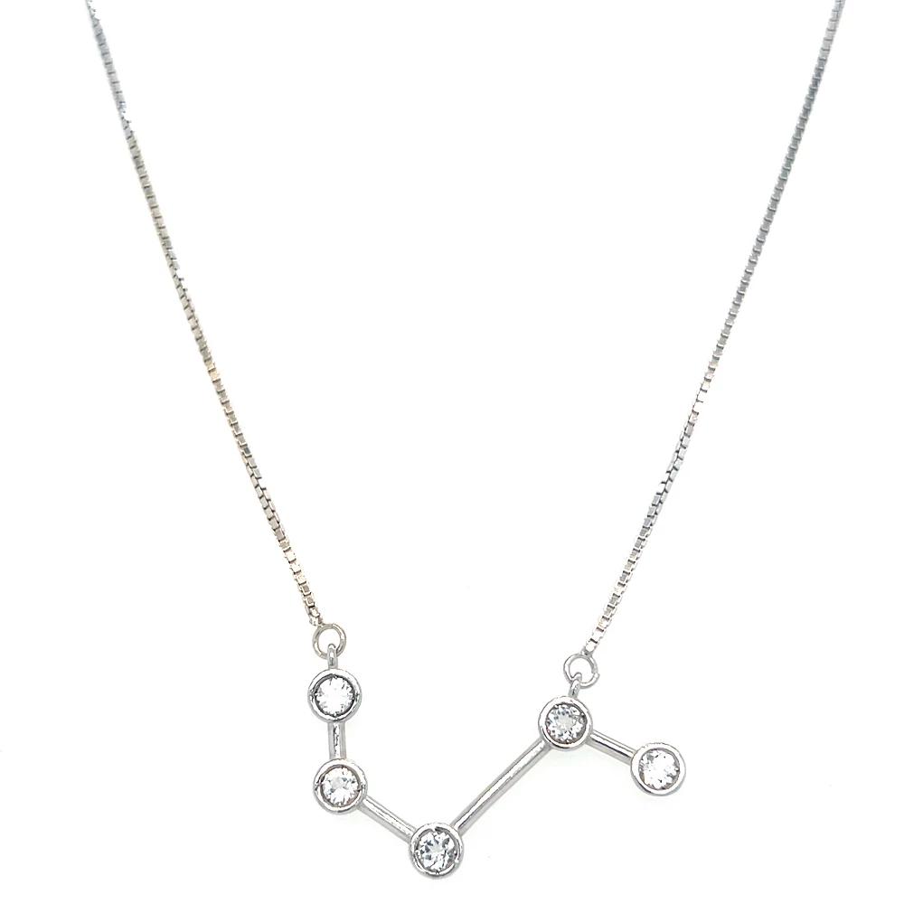 Meshmerise Sterling Silver White Topaz Zodiac Constellation Necklace, Women's, Size: 16-18" ADJ, Silver Tone Aries Product Image