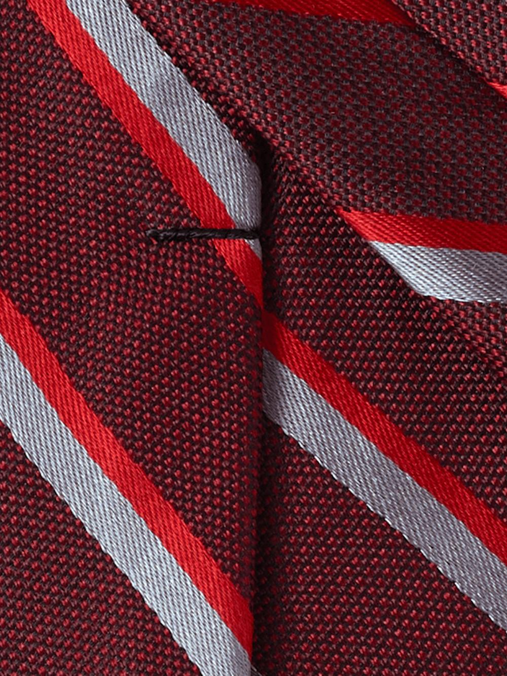 Stripe Woven Silk Tie - Red/grey Product Image