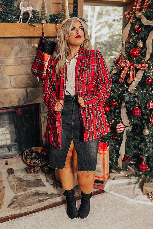 Festival Feels Plaid Blazer Curves Product Image
