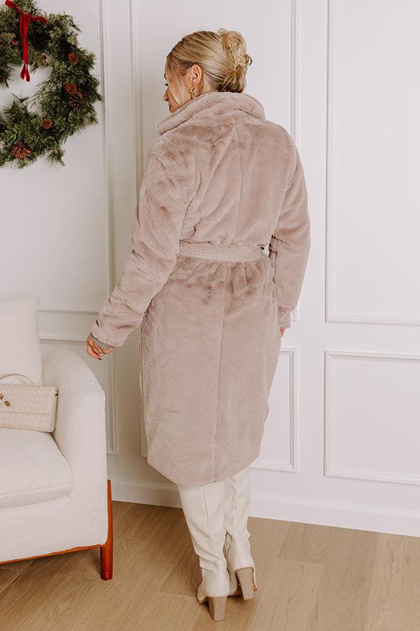 Warm Embrace Plush Coat In Taupe Product Image