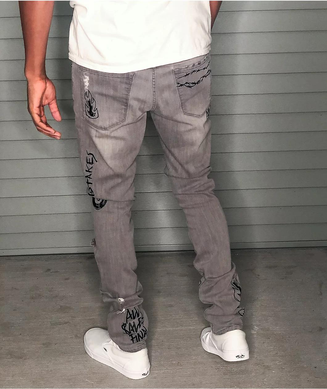 Ninth Hall Stacked Flare Grey Denim Jeans Product Image