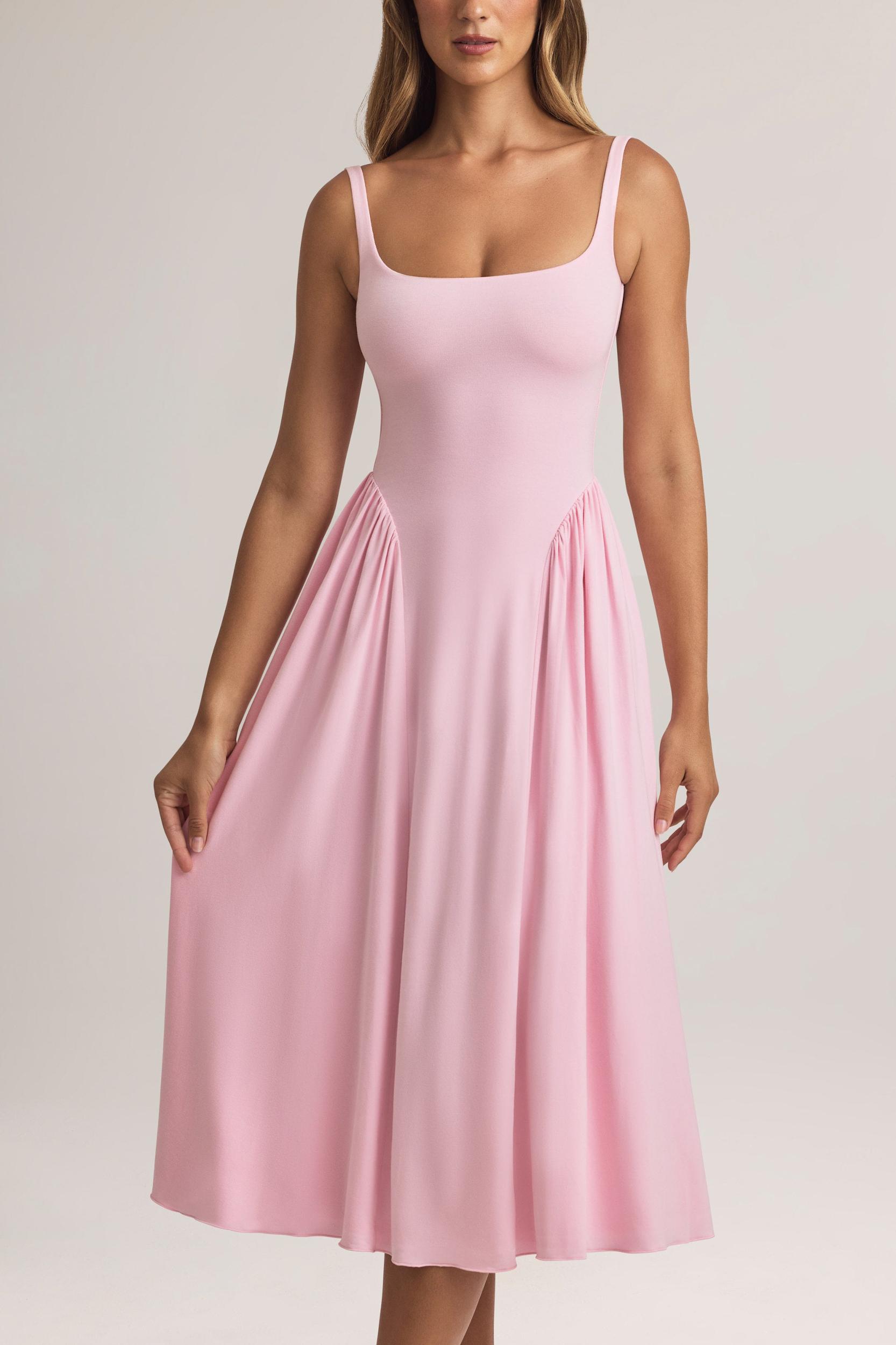 Modal A-Line Midaxi Dress in Pastel Pink Product Image