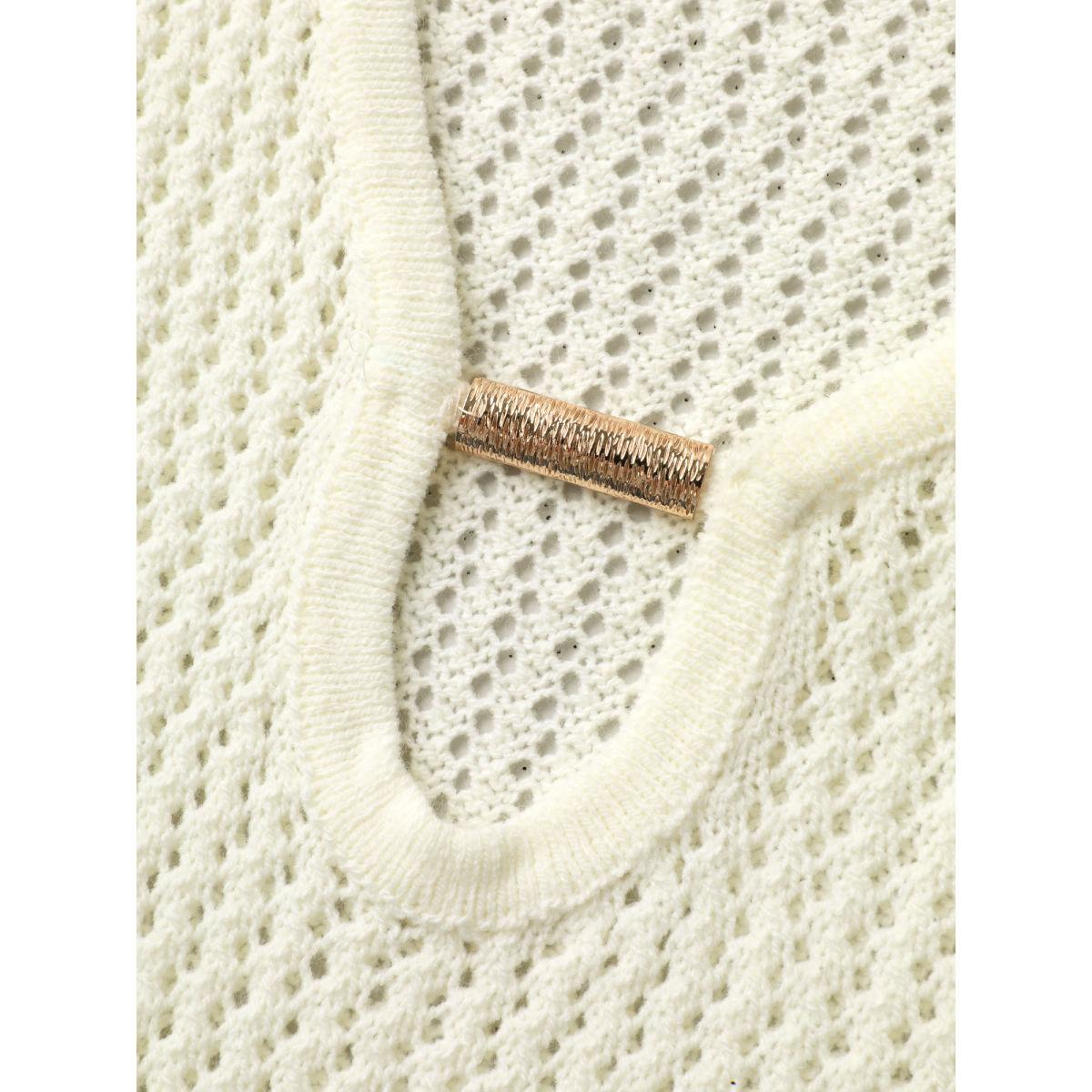 Plus Size Slit Cut-Out Metal Ring Swim Cover-Up Women's Swimwear Ivory Resort Loose Cut-Out Curve Swim Cover Ups BloomChic 30/6X Product Image