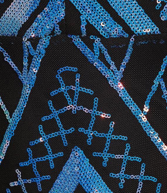 Honey and Rosie Spaghetti Straps Deep V-Neck Sequined Design Dress Product Image