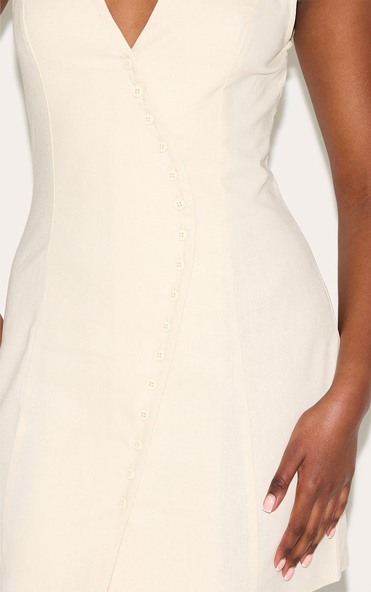 Cream Asymmetric Button Down Shift Dress Product Image