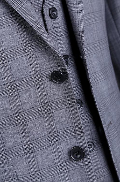 (42L) 3 Piece Suit 2 Buttons Gray Glen Plaid Regular Fit Product Image
