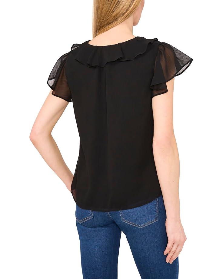 Women's CeCe Ruffled V Neck Top Product Image
