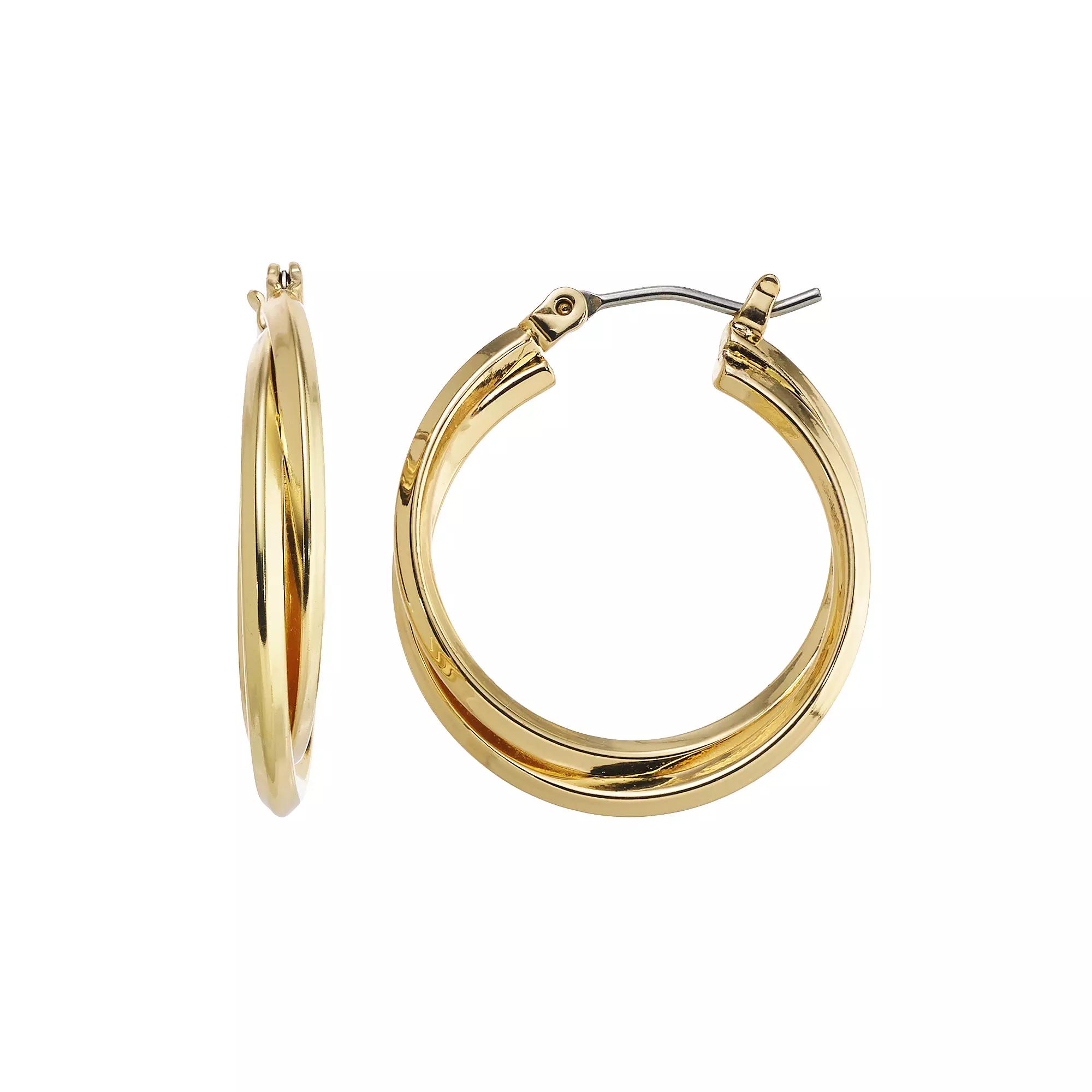 Napier Interlocking Hoop Earrings, Women's, Gold Tone Product Image