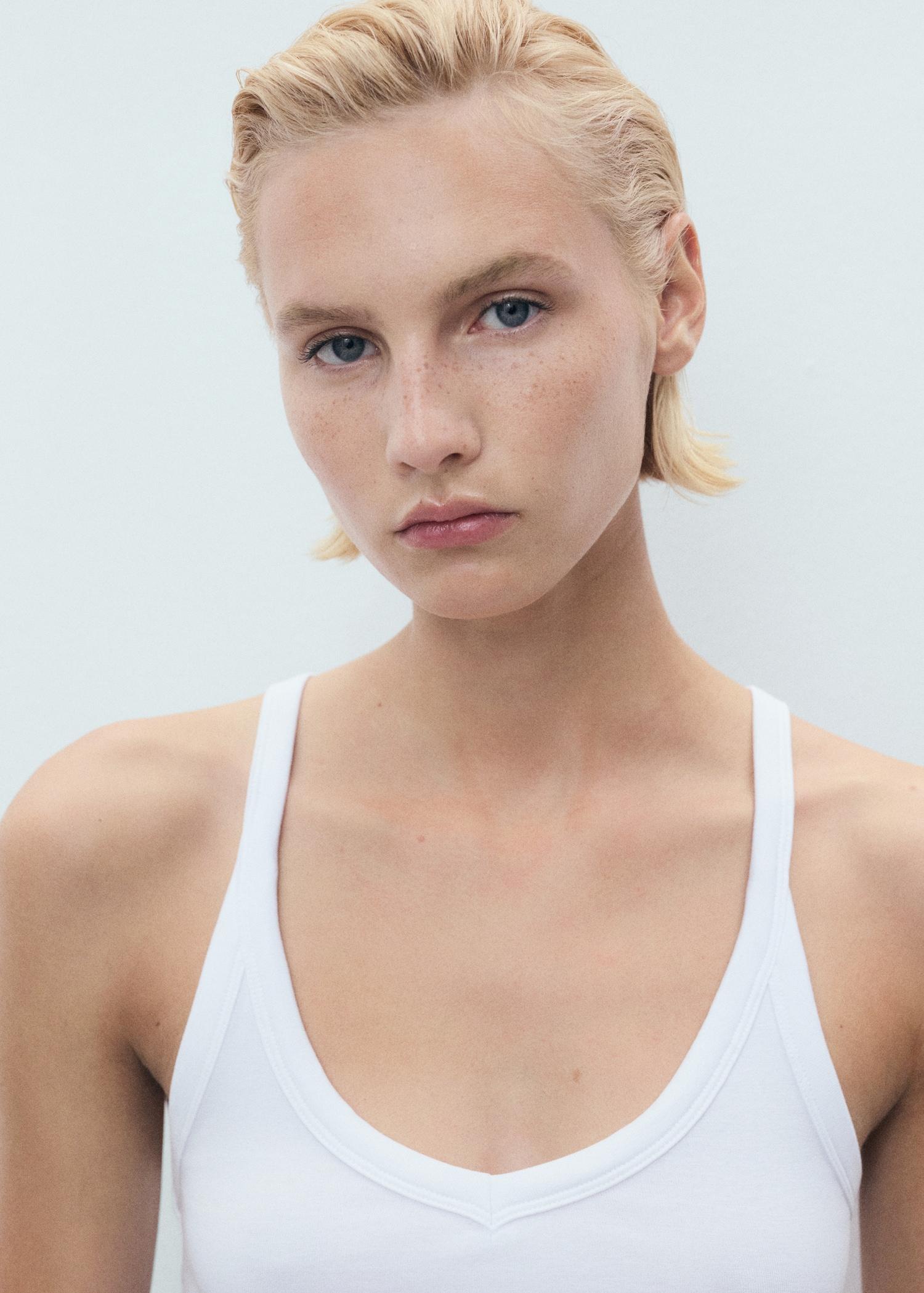 Cotton top with straps - Women | MANGO USA Product Image