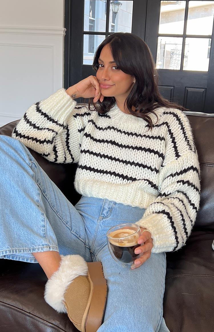 Belmont White Striped Sweater Product Image