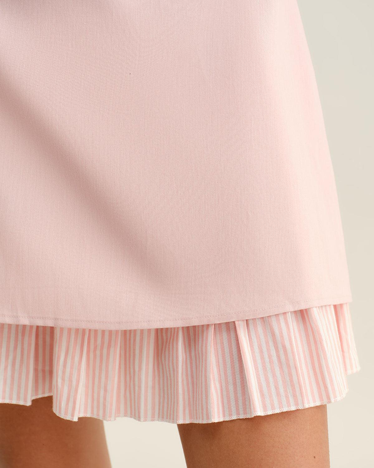 Pink Contrast A-Line Slip Mini Dress Product Image