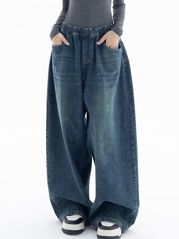 Denim Blue Baggy Boyfriend Jeans Product Image