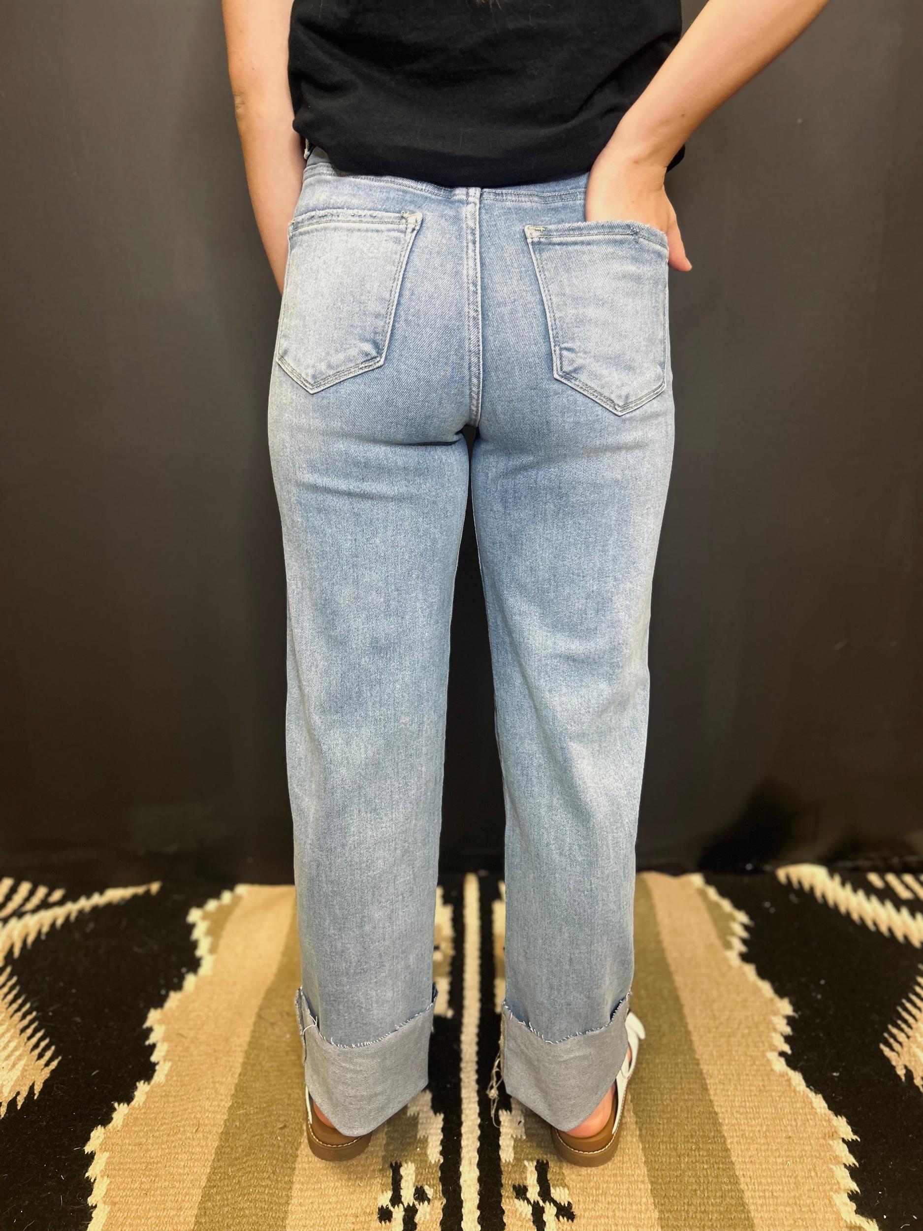 High Rise Light Wash Straight Leg Jeans Product Image