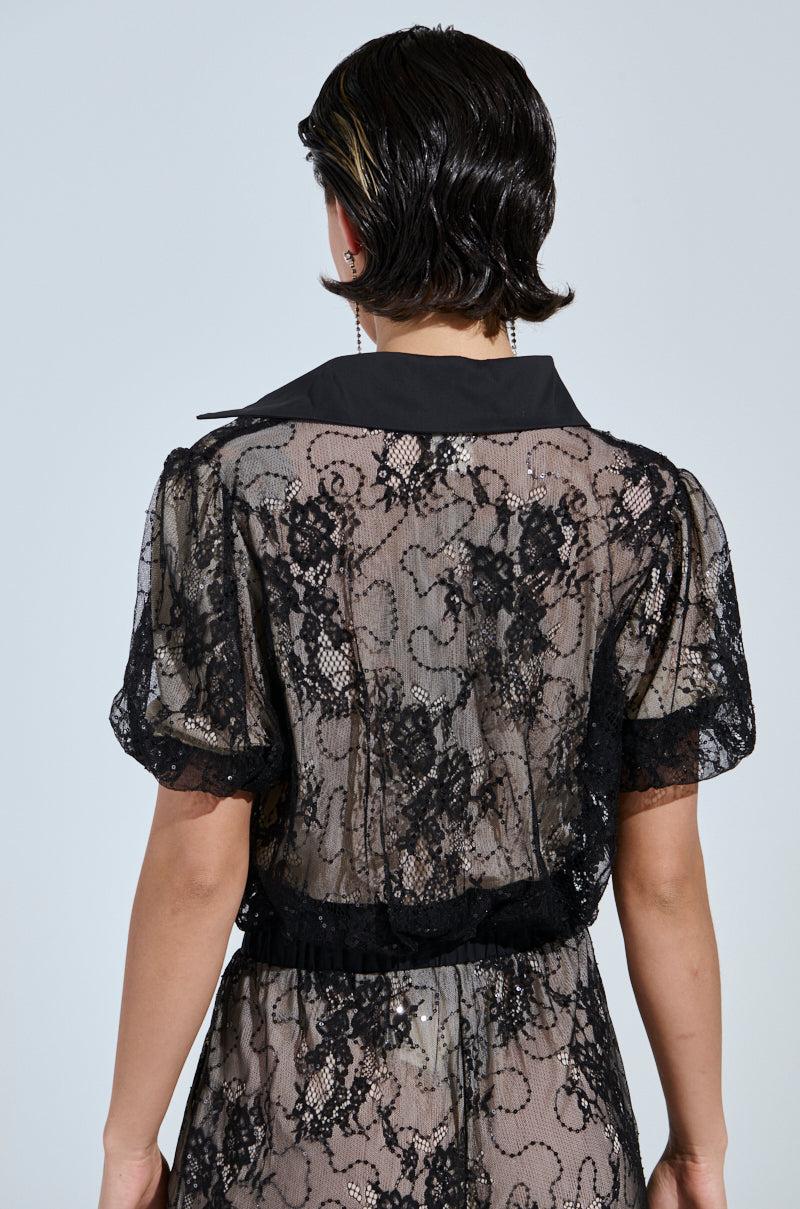 SHINE ON YOU LACE BUTTON DOWN TOP Product Image