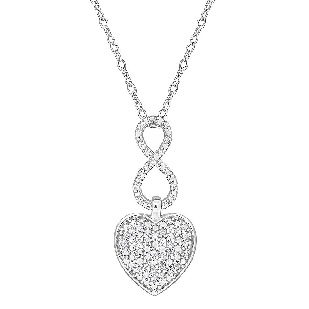 Stella Grace Sterling Silver 1/4 Carat T.W. Diamond Heart Infinity Pendant Necklace, Women's, Size: 18" Product Image