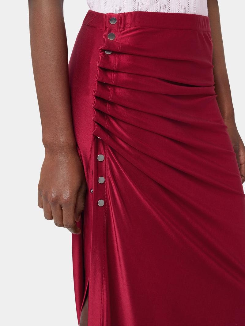 RED LONG DRAPED SKIRT IN JERSEY Product Image