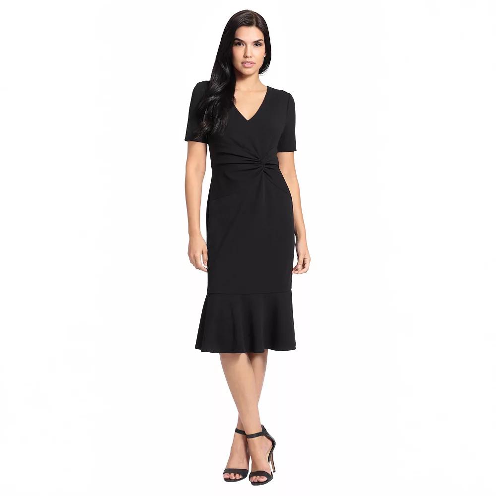 Women's London Times Flounce Midi Twist Dress, Size: 4, Black Product Image