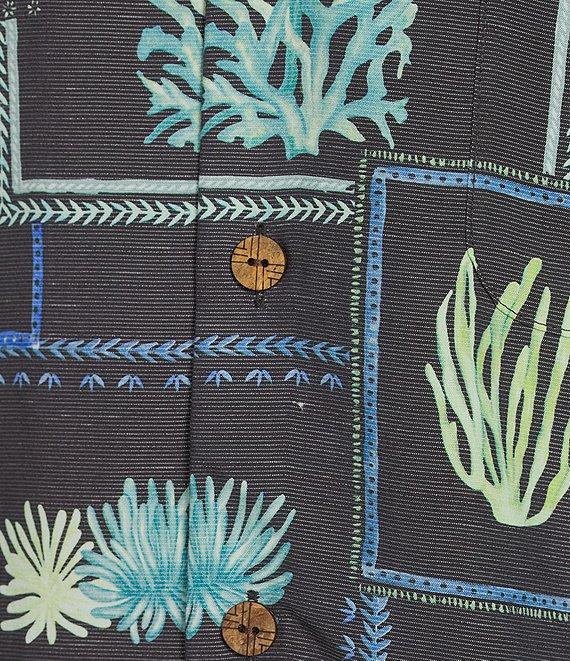 Caribbean Big & Tall Sea Life Tile Print Short Sleeve Woven Camp Shirt Product Image