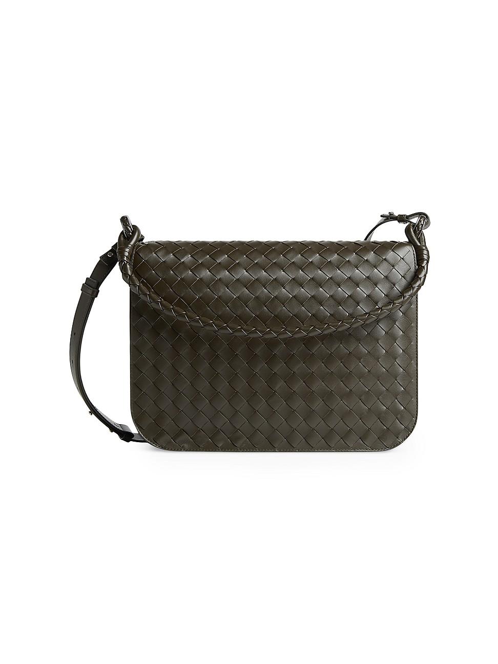 Mens Small Swing Intrecciato Leather Messenger Bag Product Image