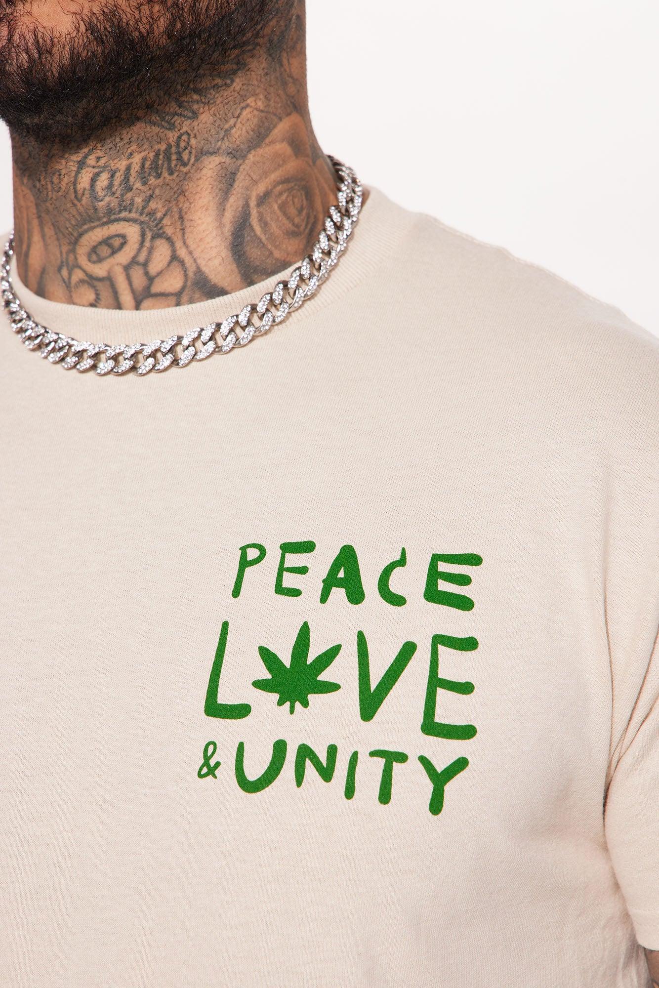 Peace Love And Unity Short Sleeve Tee - Taupe Product Image