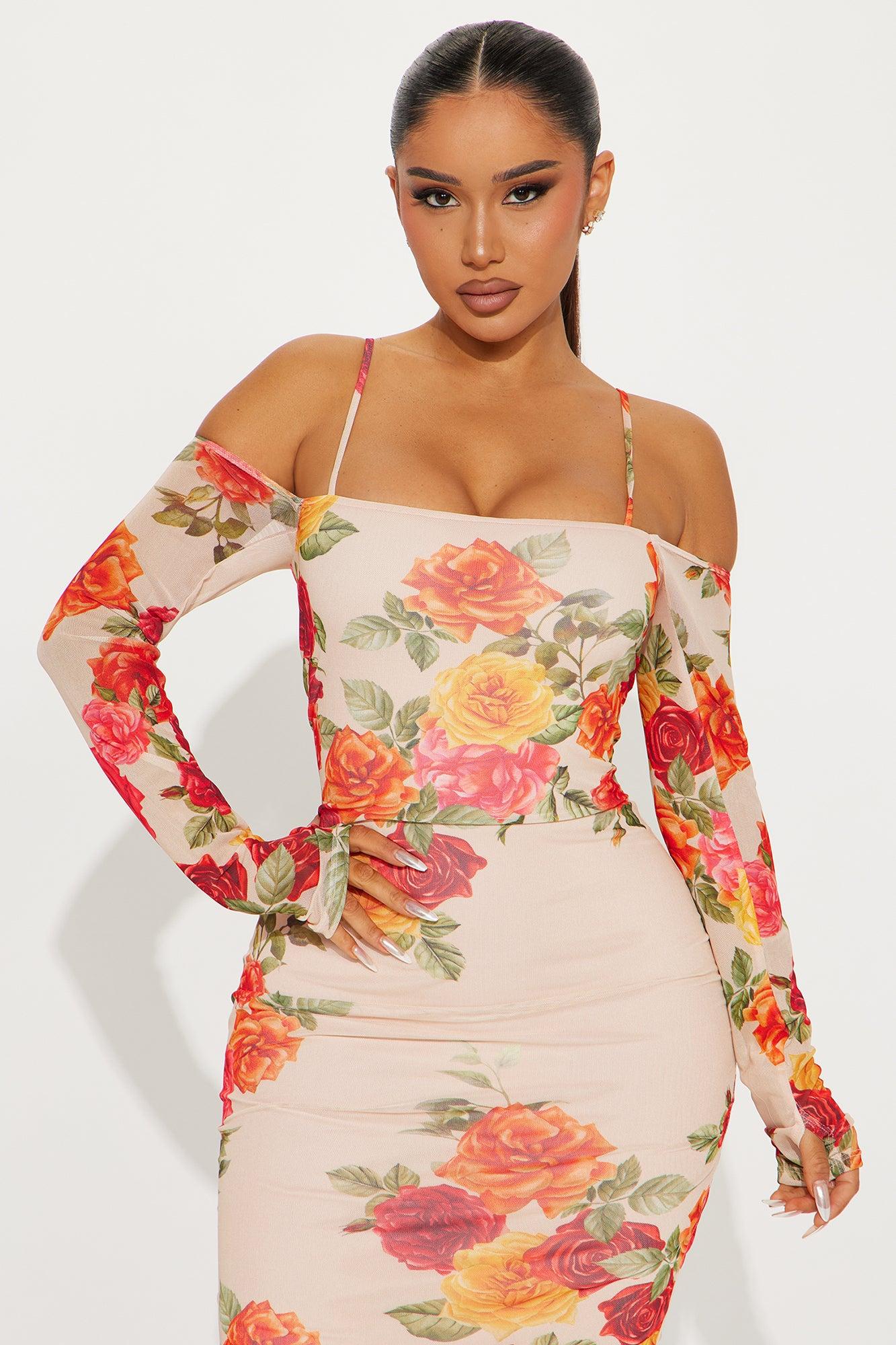 Danielle Mesh Midi Dress - Nude/combo Product Image