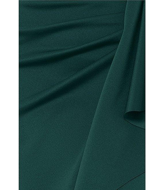 Xscape Off the Shoulder Scuba Crepe Ruched Bodice Ruffle Front Gown Product Image