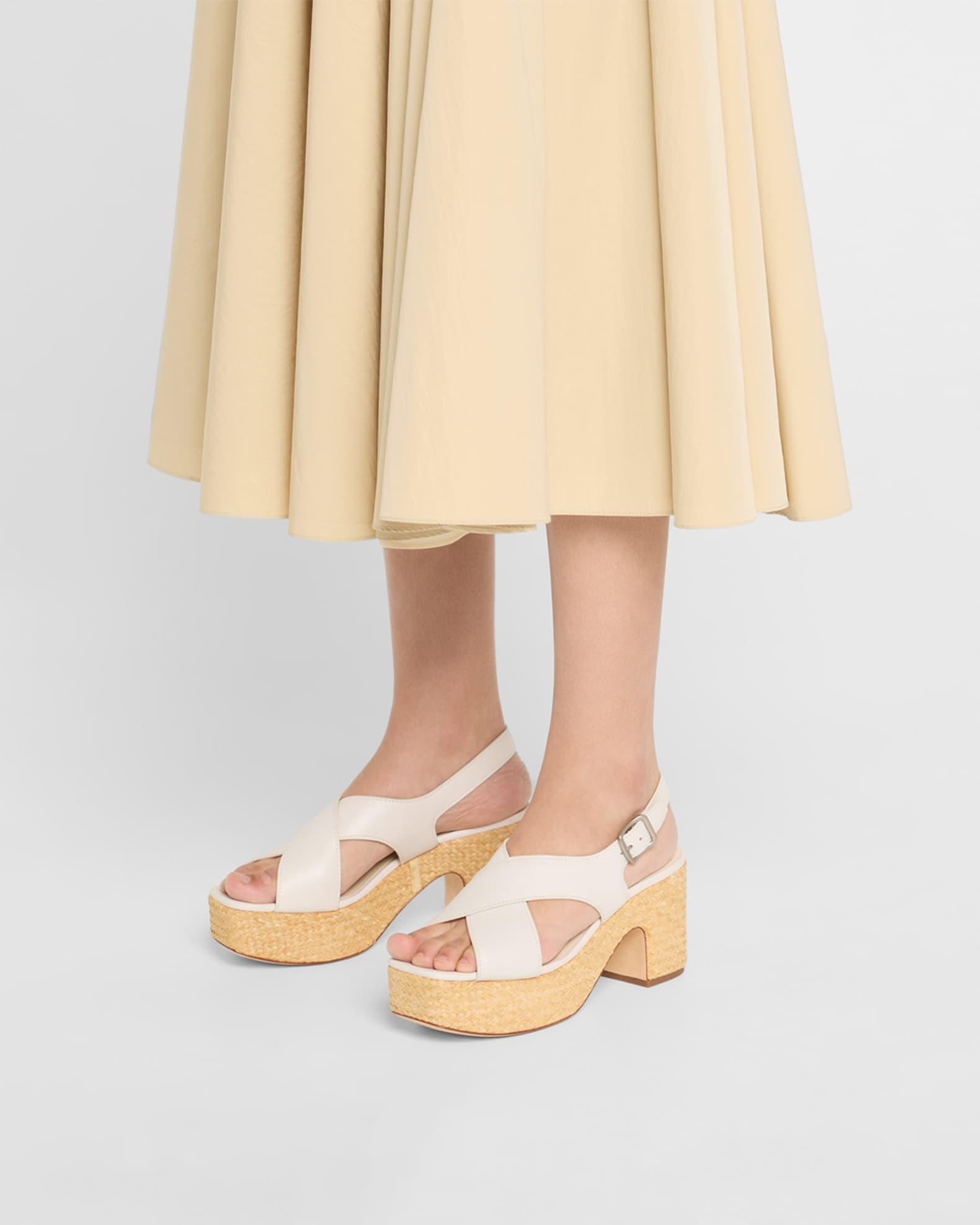 Clementina Leather Crisscross Platform Sandals Product Image