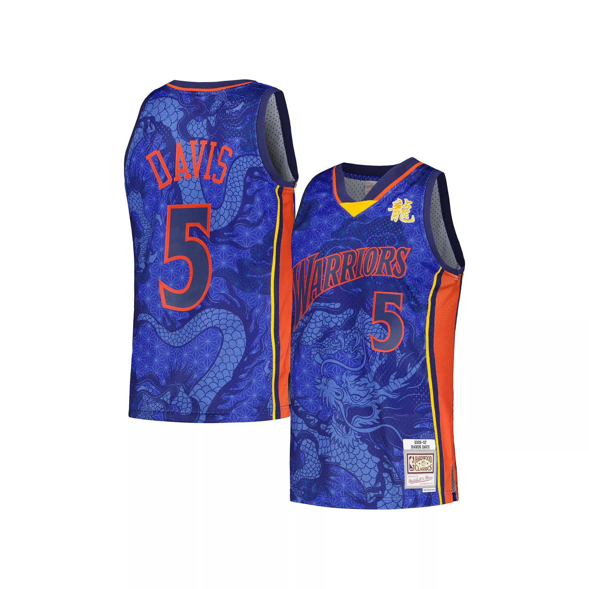 Men's Mitchell & Ness Baron Davis Royal Golden State Warriors 2006/07 Hardwood Classics Asian Heritage 6.0 Swingman Throwback Player Jersey,  Product Image