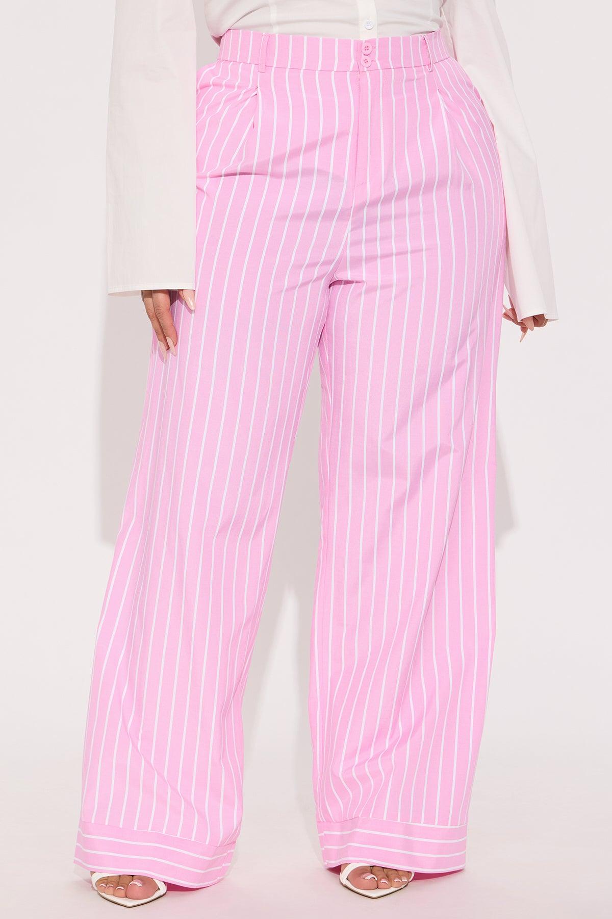 Daria Striped Trouser Pant - Pink Product Image