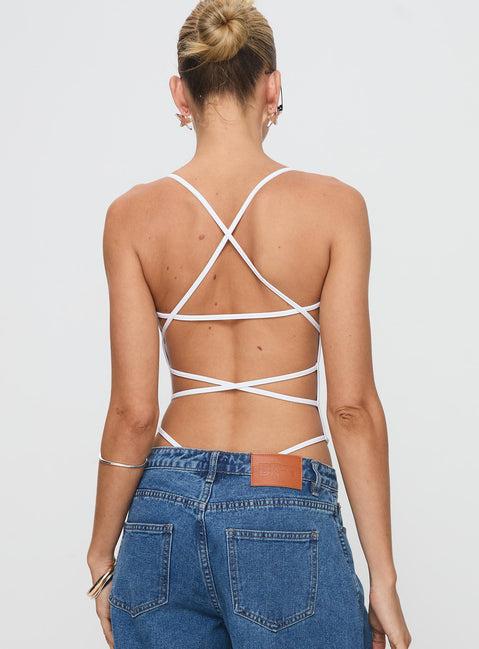 All Tied Up Bodysuit White Product Image