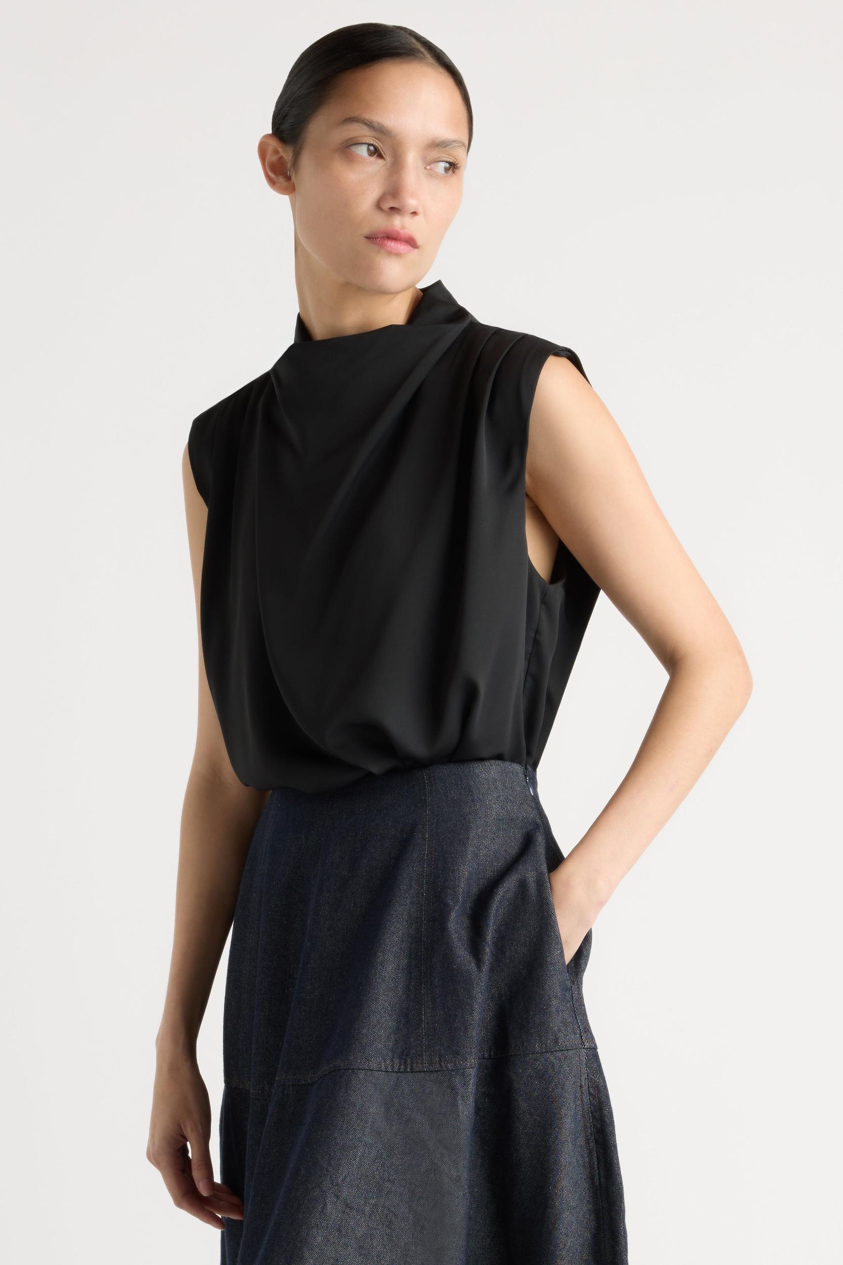 Allegra Gathered-Neck Sleeveless Blouse Product Image