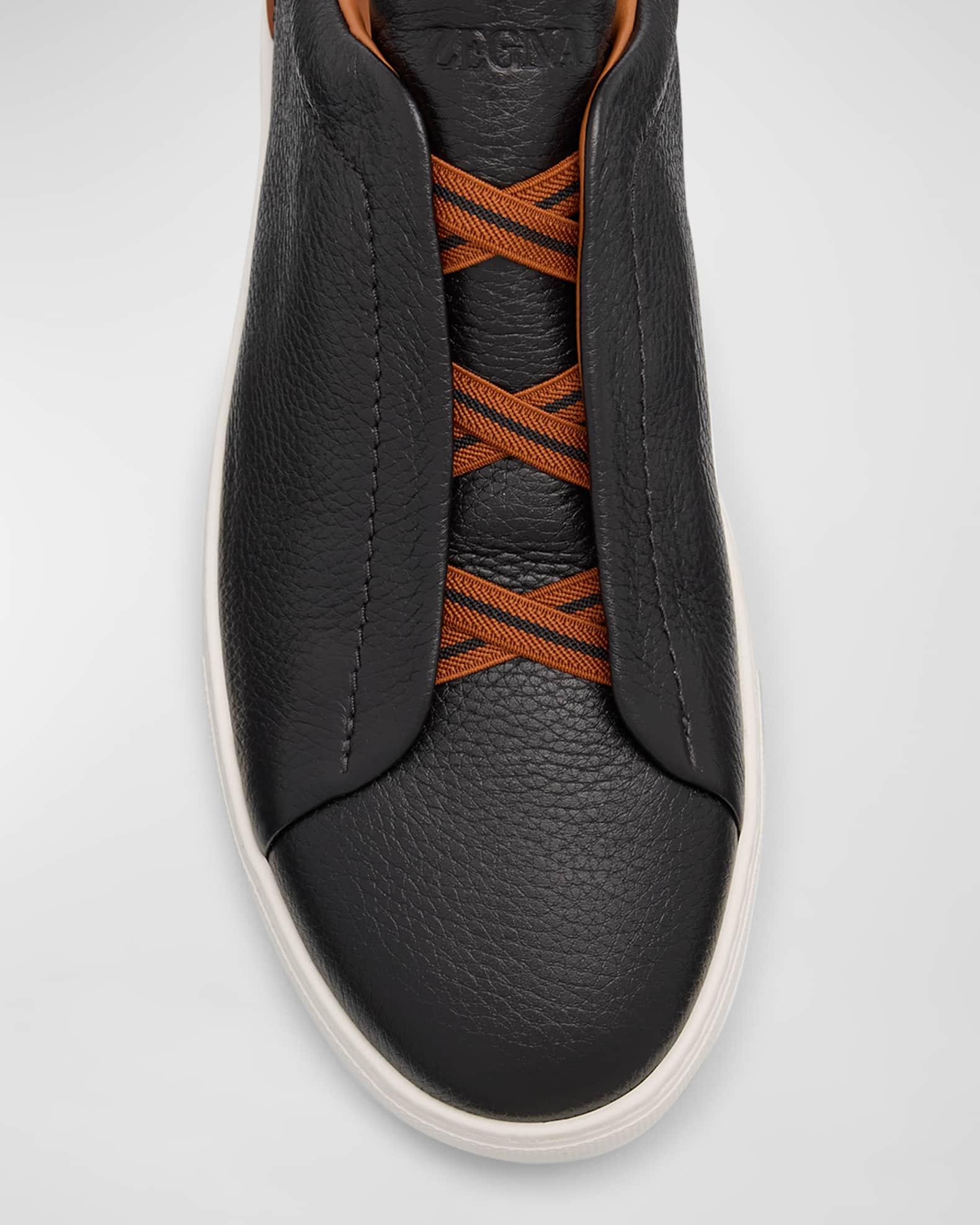Zegna Mens Deerskin Triple Stitch Low Top Sneakers Product Image